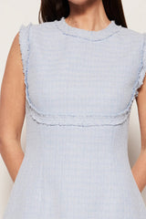Tweed sleeveless mini dress in blue