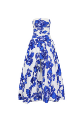 nancy Violette  Bubble Hem Maxi Dress in cobalt