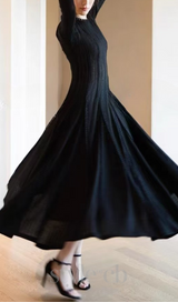 black crochet lace maxi dress with sleeves