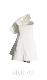 EVANGELINE STRAPLESS BOW MINI DRESS IN WHITE