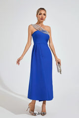 philipppa Diamond embellished Strapless maxi Dress in blue