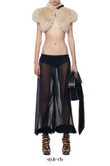 darlene Fur shawl top in apricot