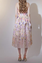 anna floral embroidery midi dress in pastel pink