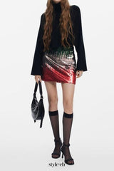 tracy Sequin Skirt in Silver