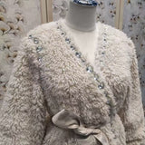 Joy V-Neck Long Sleeve Diamond Stud Coat