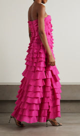 stacey Strapless Layered Maxi Dress in pink