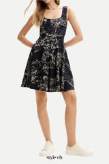 Strappy Skater mini Dress in black