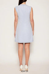 Tweed sleeveless mini dress in blue