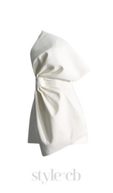 EVANGELINE STRAPLESS BOW MINI DRESS IN WHITE