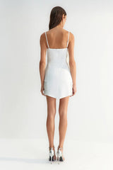 DIAMOND TASSEL BANDAGE MINI DRESS IN WHITE