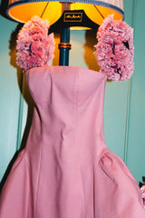 sherry Flower strapless puffy mini dress in pink