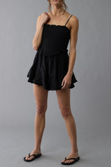 Ruffle Tiered Romper mini dress in black