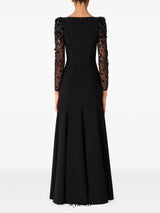 martha Mesh splicing beading diamond maxi dress in black