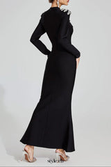 karen Black Diamond pattern Bandage maxi Dress