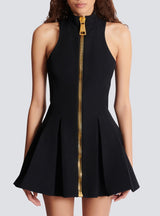 carol black halterneck dress in grain de poudre wool