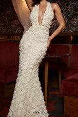 susanna 3D Flower Applique maxi Dress in white