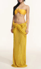 Dillan Yellow Flower Three-Piece Swimsuit