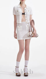 White Sequin Crochet Top