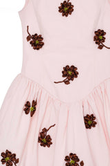 vivien flower embellished puffy mini dress in pink