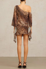 edwina Long Sleeves Leopard Print Mini Dress in brown