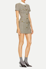 Check Wool Mini Dress