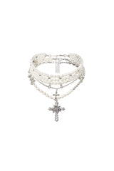 Julia Triple Pearls Cross Necklace
