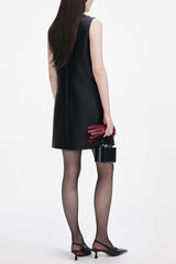 maggie Black Taffeta Embellished Trim Mini Dress