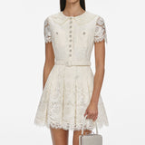 quintina Cream Floral Lace Mini Dress