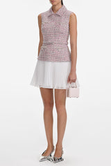 olivia Pink Boucle Chiffon Mini Dress