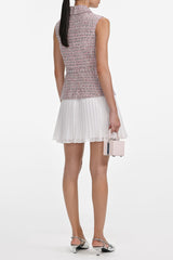 olivia Pink Boucle Chiffon Mini Dress
