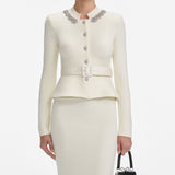 harriet Cream Wool Peplum Knit Midi Dress