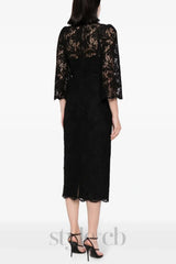 Acotas Lace Crystal-embellished Midi Dress in Black