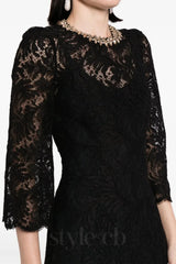 Acotas Lace Crystal-embellished Midi Dress in Black