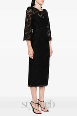 Acotas Lace Crystal-embellished Midi Dress in Black