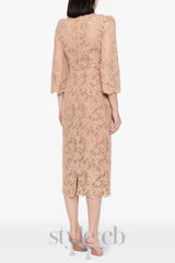 Acotas Lace Crystal-embellished Midi Dress in Nude