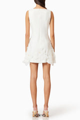 Adalgisa Floral Appliqué Mini Dress in White
