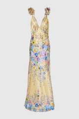 Aether Floral Ruffle Print Maxi Dress