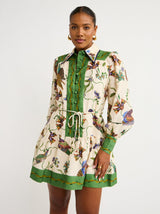 lauren floral print long sleeve Mini Dress in green
