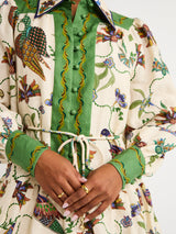 lauren floral print long sleeve Mini Dress in green