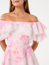 Ellie floral print Ruffle Mini dress in pink