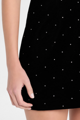 Anais Halter Bow Velvet Mini Dress