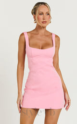 corset panel mini dress in pink