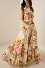 multicolor embroidery print maxi shirt dress