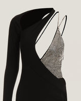 ASYMMETRIC CRYSTAL-EMBELLISHED DRESS