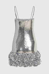 Sequin Flower Appliqué Mini Dress