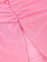 PINK CUT OUT SPLIT RUCHED MAXI DRESS