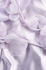 Bahari Floral Ribbon Satin Maxi Dress in purple