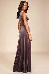 Beautiful Night Dusty Purple Velvet Sleeveless Maxi Dress