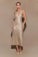 Diamond Halter Neck Midi Dress