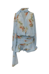 Bhakti Floral Chiffon Ruffle Mini Dress